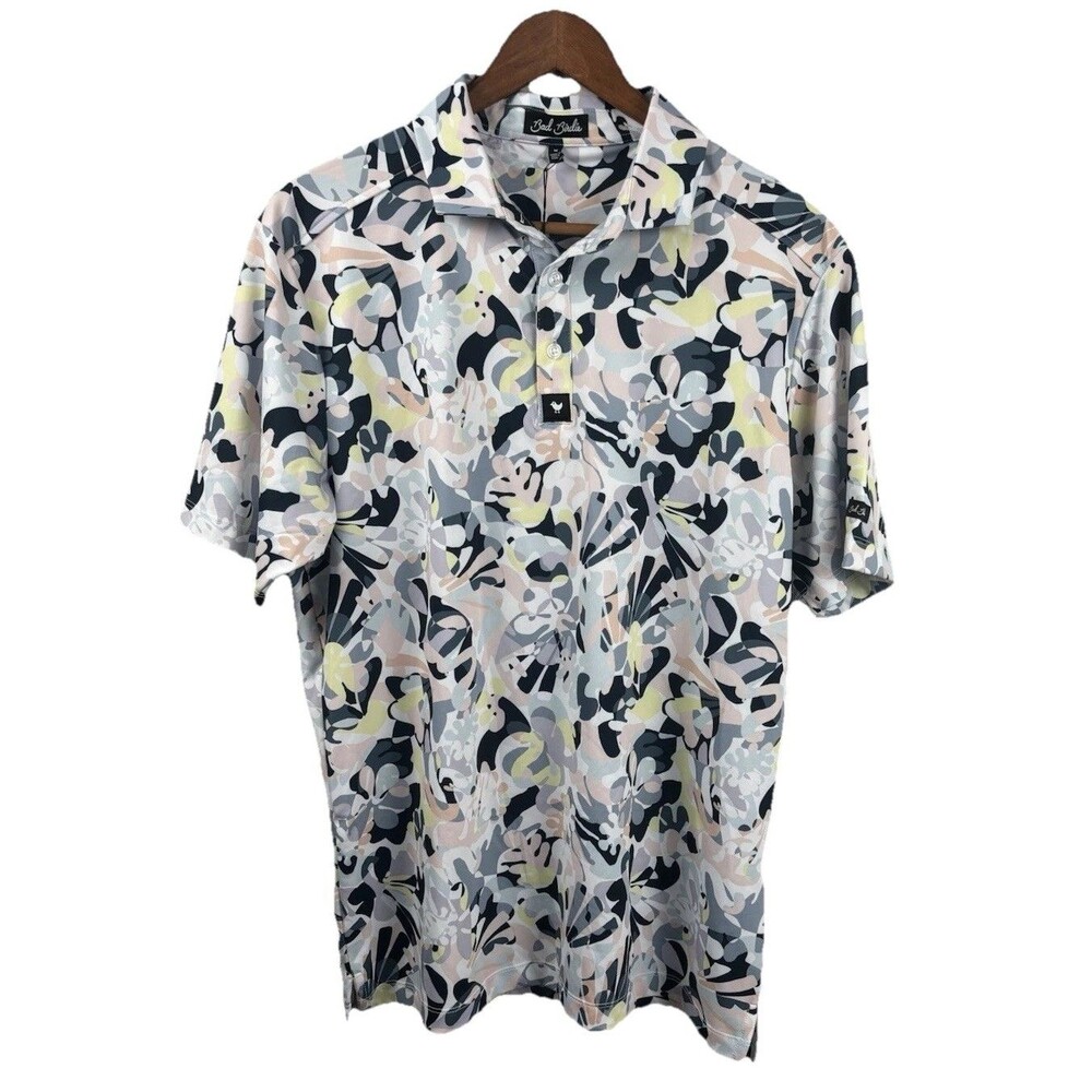 Bad Birdie NWT Medium Men’s Core In Bloom Golf Polo Short Sleeve Performance